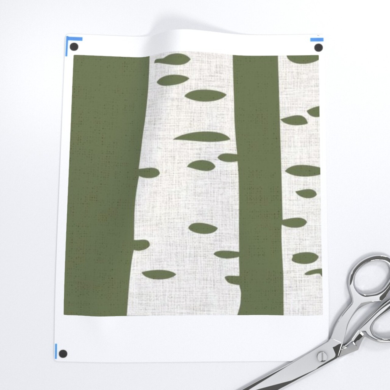 Cabincore Rustic Forest Woodland Trees Farmhouse Lake House Summer Camp Modern Birch Large Scale Green Faux Texture Linen Look Cabin Lodge Custom Printed Fabric by Spoonflower Various Fabrics by the Yard or Fat Quarter